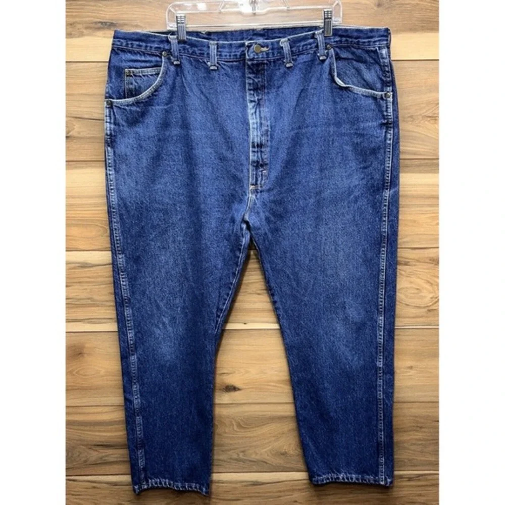 Wrangler Jeans Men 48 X 30 Blue Denim 100% Cotton High Rise Straight Leg Zip Fly